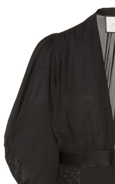 Shop Alexis Lexia Lace-trim Georgette Bustier Top In Black