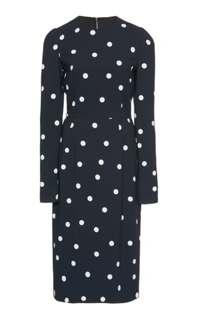 Shop Dolce & Gabbana Crazy For Sicily Polka-dot Crepe Midi Dress In Navy