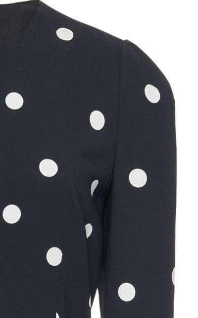 Shop Dolce & Gabbana Crazy For Sicily Polka-dot Crepe Midi Dress In Navy