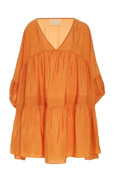 Shop Anaak Airi Silk-crepe De Chine Mini Dress In Orange