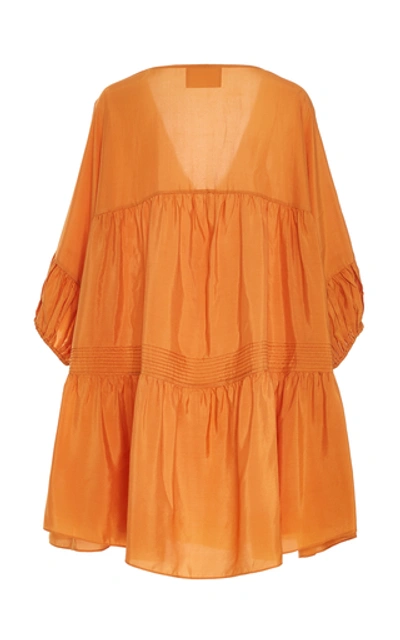 Shop Anaak Airi Silk-crepe De Chine Mini Dress In Orange