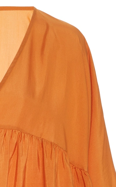 Shop Anaak Airi Silk-crepe De Chine Mini Dress In Orange