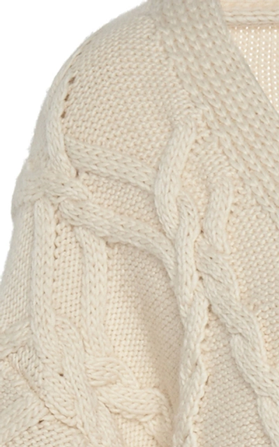 Shop Victoria Beckham Oversized Cable And Waffle-knit Wool Cardigan In White