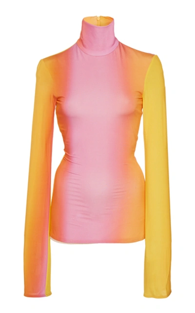 Shop Ellery Brut High-necked Striped Jersey Top In Yellow