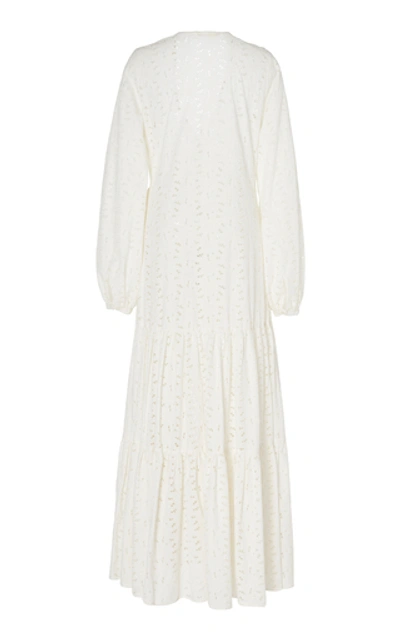 Shop Matin Floral Broderie Anglaise Cotton Maxi Dress In Ivory