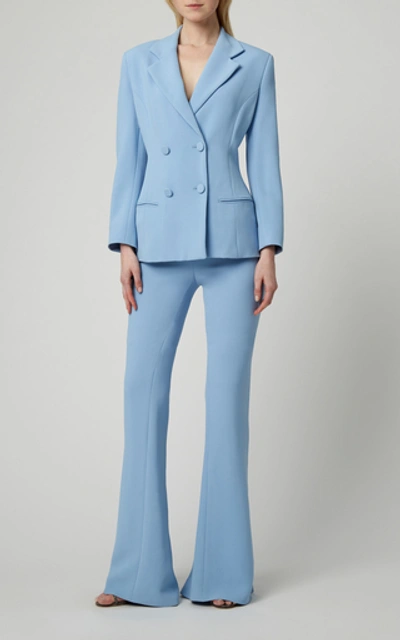 Shop Cushnie High-rise Flared Stretch-crepe Pants In Blue