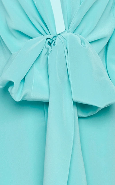 Shop Silvia Tcherassi Hel Slit Silk Midi Dress In Blue