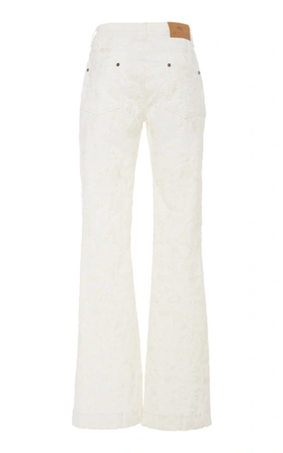 Shop Etro Embroidered Stretch High-rise Flared-leg Jeans In White