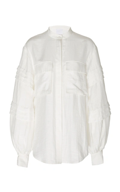 Shop Acler Orwell Pleated Voile Shirt In White