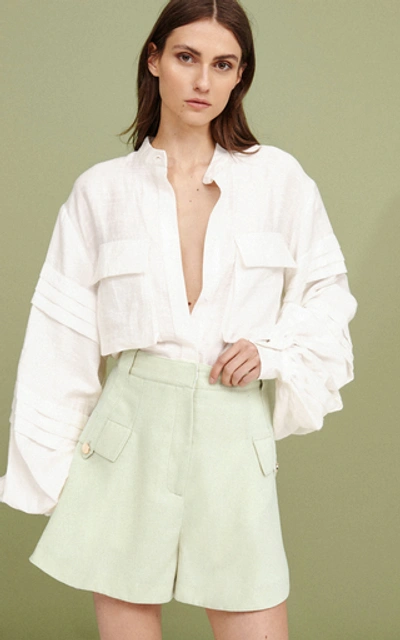 Shop Acler Orwell Pleated Voile Shirt In White