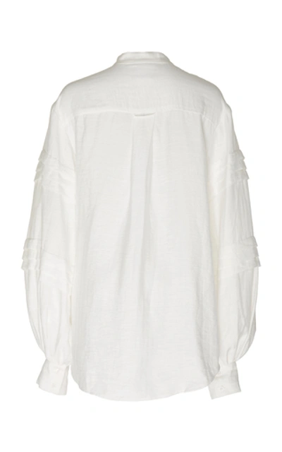 Shop Acler Orwell Pleated Voile Shirt In White