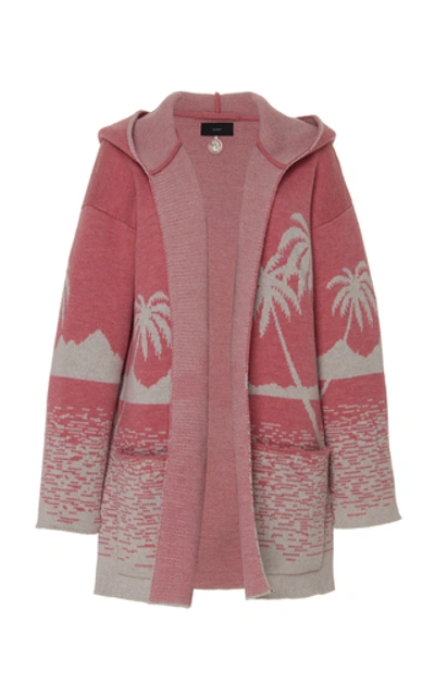 Shop Alanui Point Dume Landscape Wool Cardigan In Pink