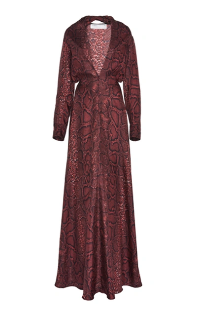 Shop Victoria Beckham Snake-print Silk-crepe De Chine Maxi Dress