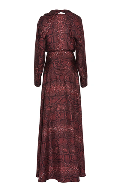 Shop Victoria Beckham Snake-print Silk-crepe De Chine Maxi Dress