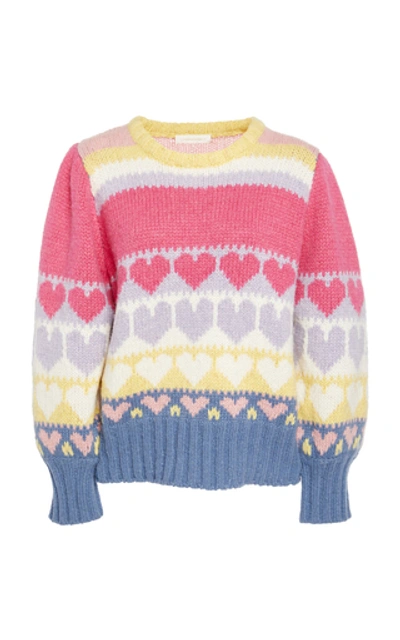 Shop Loveshackfancy Shirelle Icing Alpaca And Wool-blend Pullover Sweater In Pink