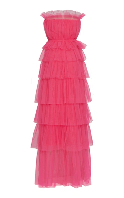 Shop Carolina Herrera Tiered Tulle Gown In Pink