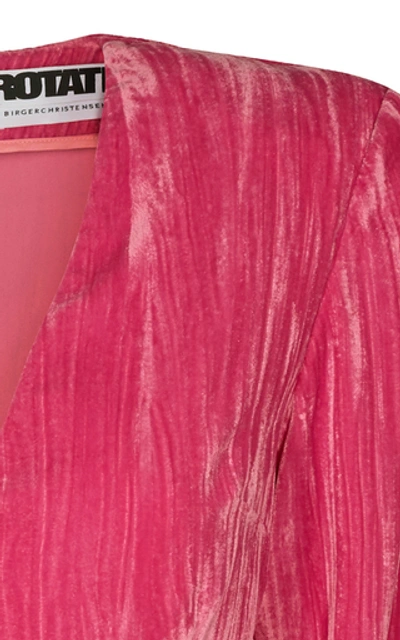 Shop Rotate Birger Christensen Adelina Velvet Playsuit In Pink