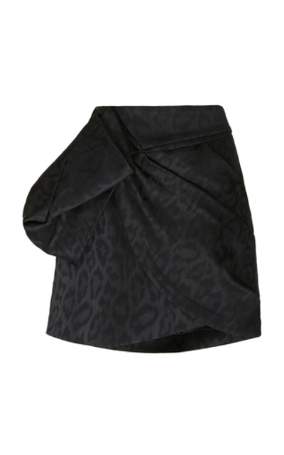 Shop Acler Tomsey Pleated Leopard-jacquard Mini Skirt In Black