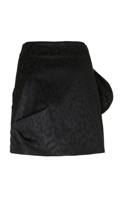 Shop Acler Tomsey Pleated Leopard-jacquard Mini Skirt In Black