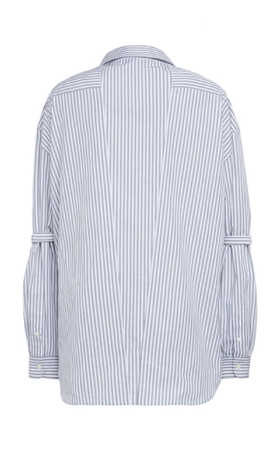 Shop Prada Appliquéd Striped Cotton-poplin Shirt