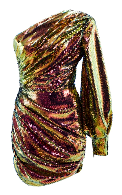 Shop Alex Perry Jackson Sequined Cady Mini Dress In Gold
