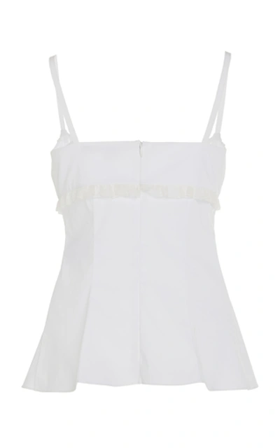 Shop Brock Collection Ruffle-trimmed Cotton-blend Top In White