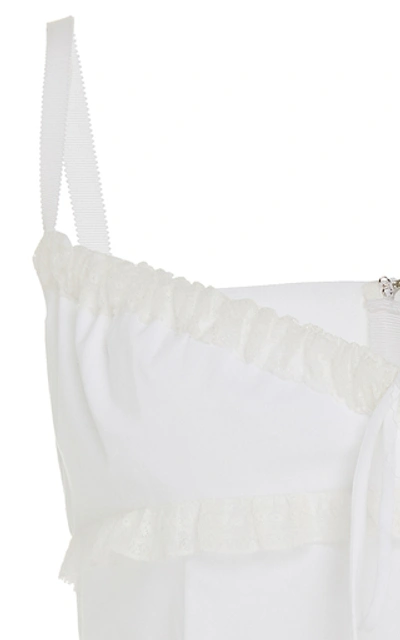 Shop Brock Collection Ruffle-trimmed Cotton-blend Top In White