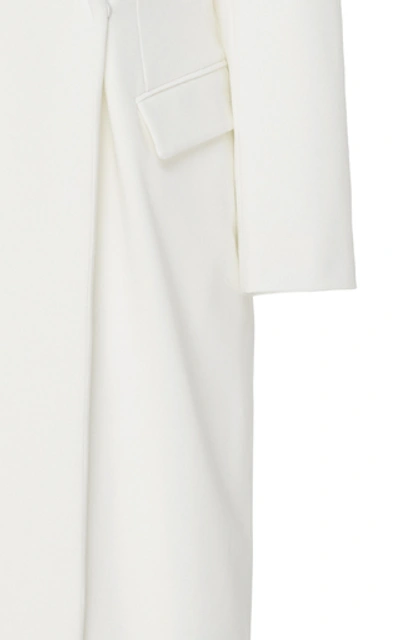 Shop Brunello Cucinelli Belted Wool-blend Gabardine Gown In White