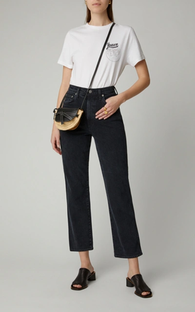 Shop Agolde Pinch Waist High-rise Straight-leg Jeans In Black