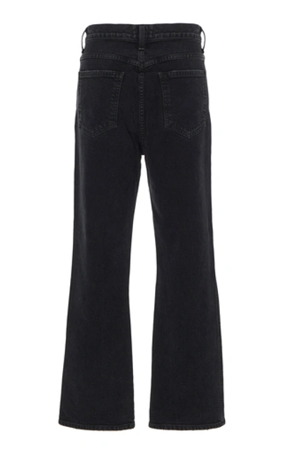 Shop Agolde Pinch Waist High-rise Straight-leg Jeans In Black