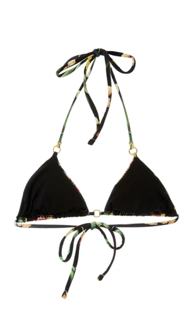Shop Agua By Agua Bendita Lolita Printed Triangle Bikini Top In Black