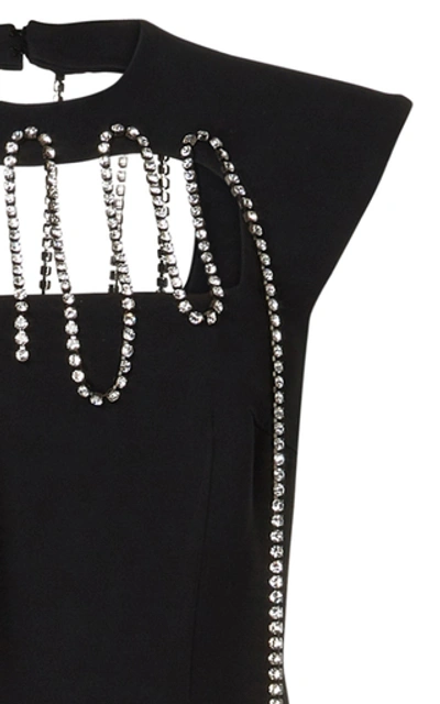 Shop Christopher Kane Crystal-embellished One-shoulder Crepe Gown In Black
