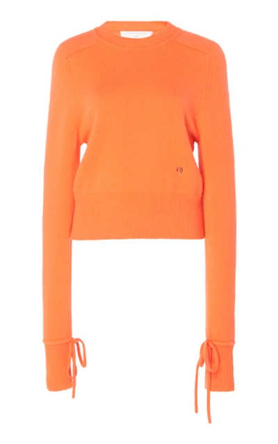 Shop Victoria Beckham Sleeve-tied Cashmere Sweater In Orange