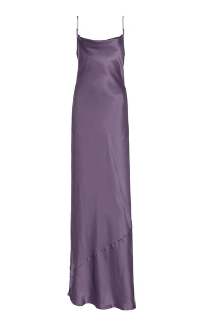 Shop Nili Lotan Juella Silk-charmeuse Gown In Purple
