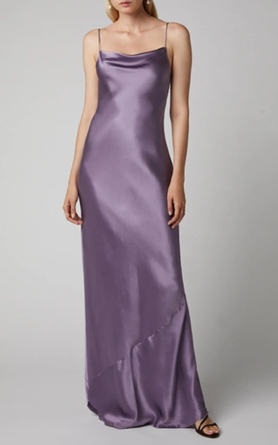 Shop Nili Lotan Juella Silk-charmeuse Gown In Purple