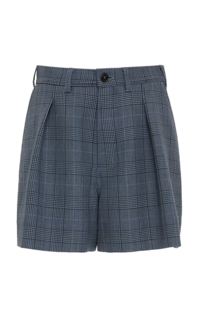 Shop Ganni High-waisted Plaid Mini Shorts