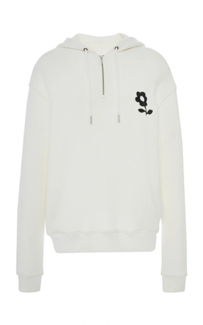 Shop Alexa Chung Embroidered Cotton Hoodie In White