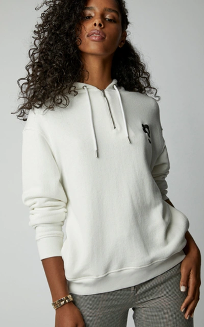 Shop Alexa Chung Embroidered Cotton Hoodie In White