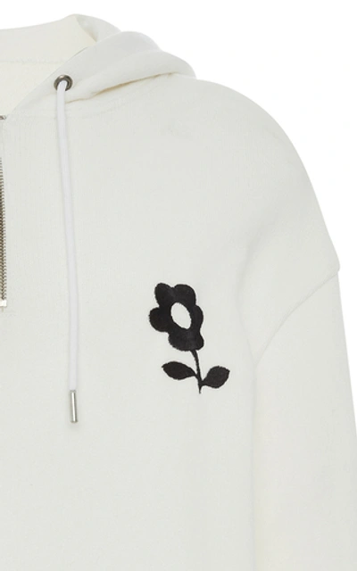 Shop Alexa Chung Embroidered Cotton Hoodie In White