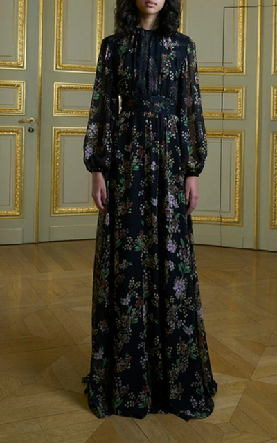 Shop Giambattista Valli Floral-print Silk-chiffon Gown
