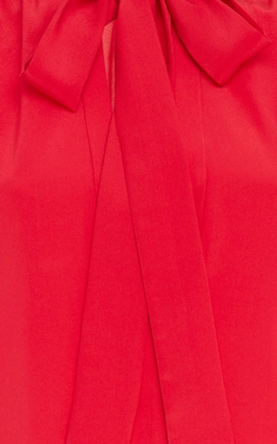 Shop Alexis Tobit Pleated Silk Top In Red