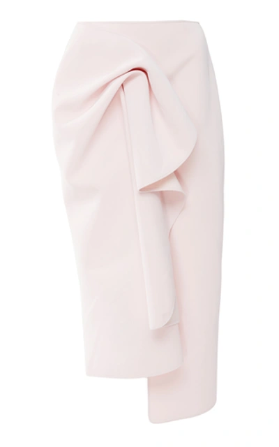 Shop Acler Crawford Asymmetric Gathered Crepe De Chine Midi Skirt In Pink