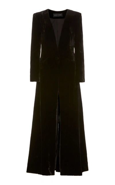 Shop Michael Lo Sordo Empire Maxi Silk Velvet Jacket In Black