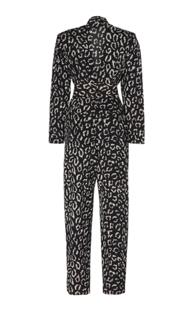 Shop A.l.c Kieran Printed Belted Crepe Jumpsuit In Animal