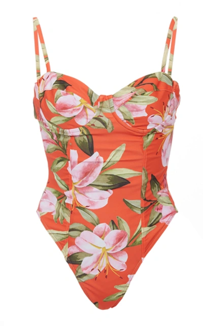 Shop Mara Hoffman Desiree Printed One-piece Swimsuit In Floral