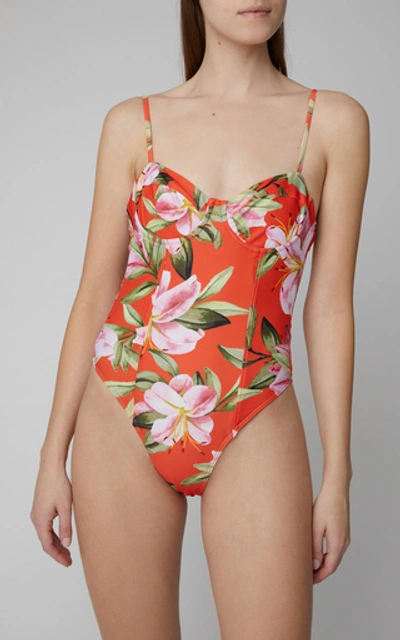 Shop Mara Hoffman Desiree Printed One-piece Swimsuit In Floral