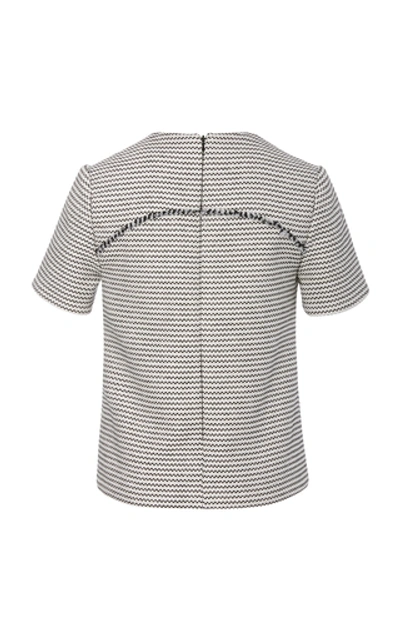 Shop Brandon Maxwell Tweed Fringe T-shirt In Black/white