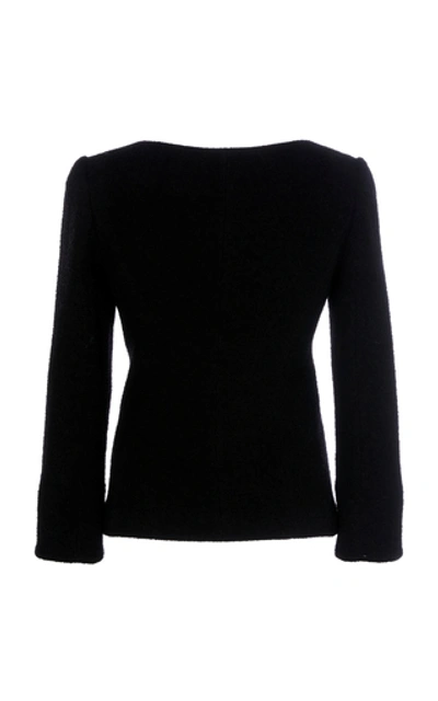 Shop Alessandra Rich Wool-blend Bouclé Jacket In Black