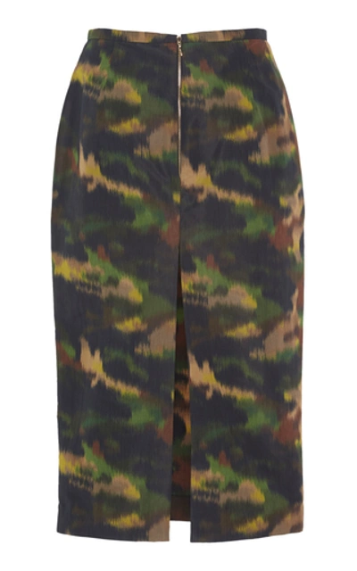 Shop Rochas Broken Camouflage Pencil Skirt In Print