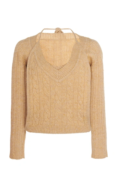 Shop Jacquemus Double-layer Cable-knit Halter Sweater In Neutral